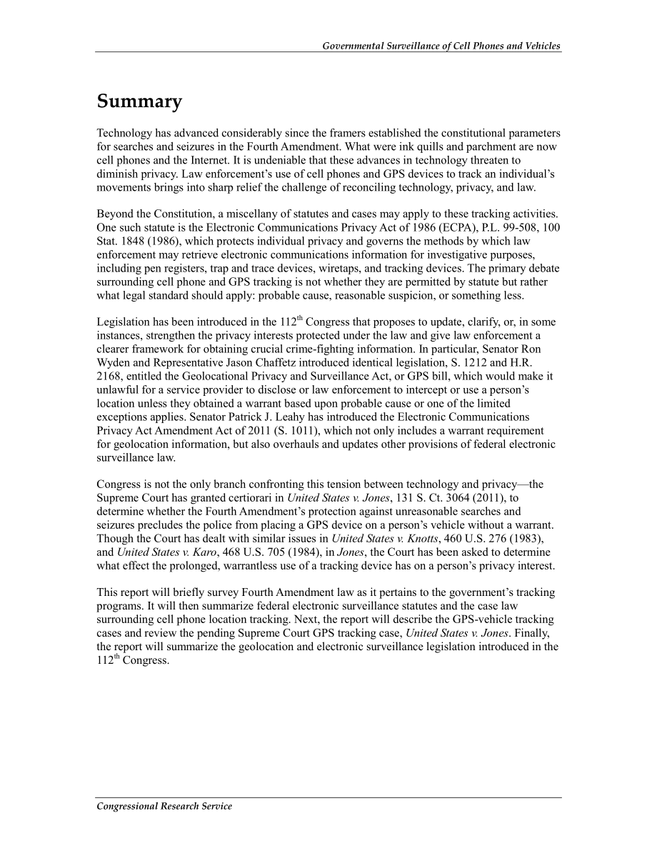 [20111201]R42109_政府对手机和车辆的跟踪：隐私、技术和法律的融合.pdf_第2页
