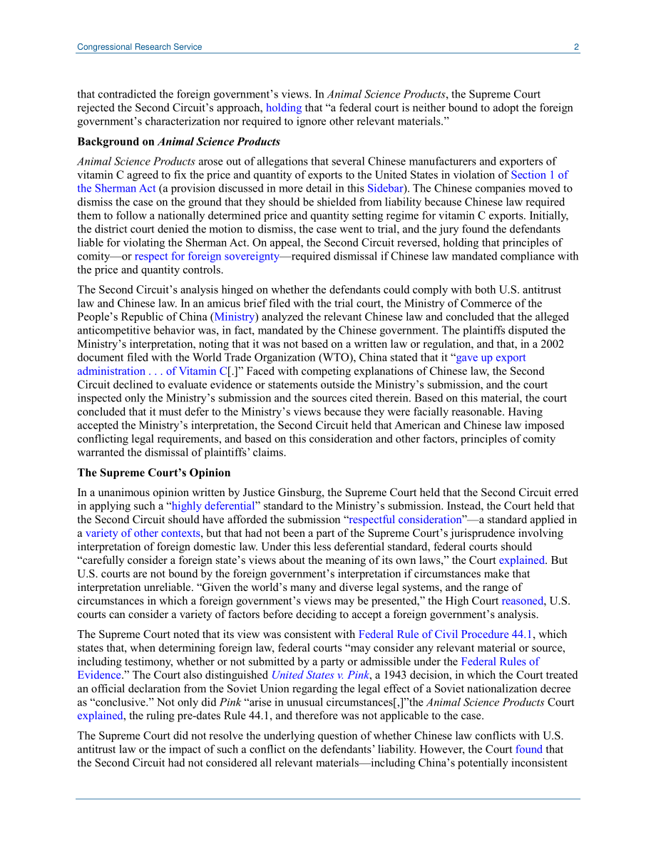 [20180709]LSB10166_谁在美国联邦法院解释外国法律？.pdf_第2页