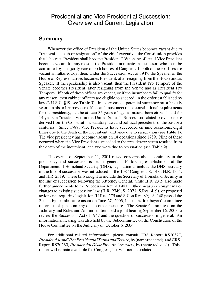 [20050629]RL31761_总统继任：第108届国会立法概述与分析.pdf_第2页