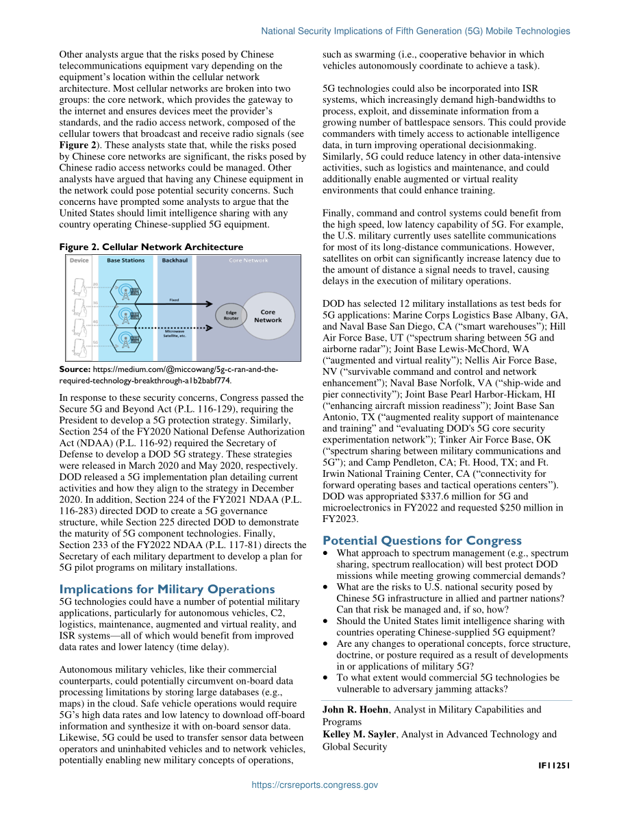 [20220405]IF11251_第五代（5G）移动技术对国家安全的影响 .pdf_第2页