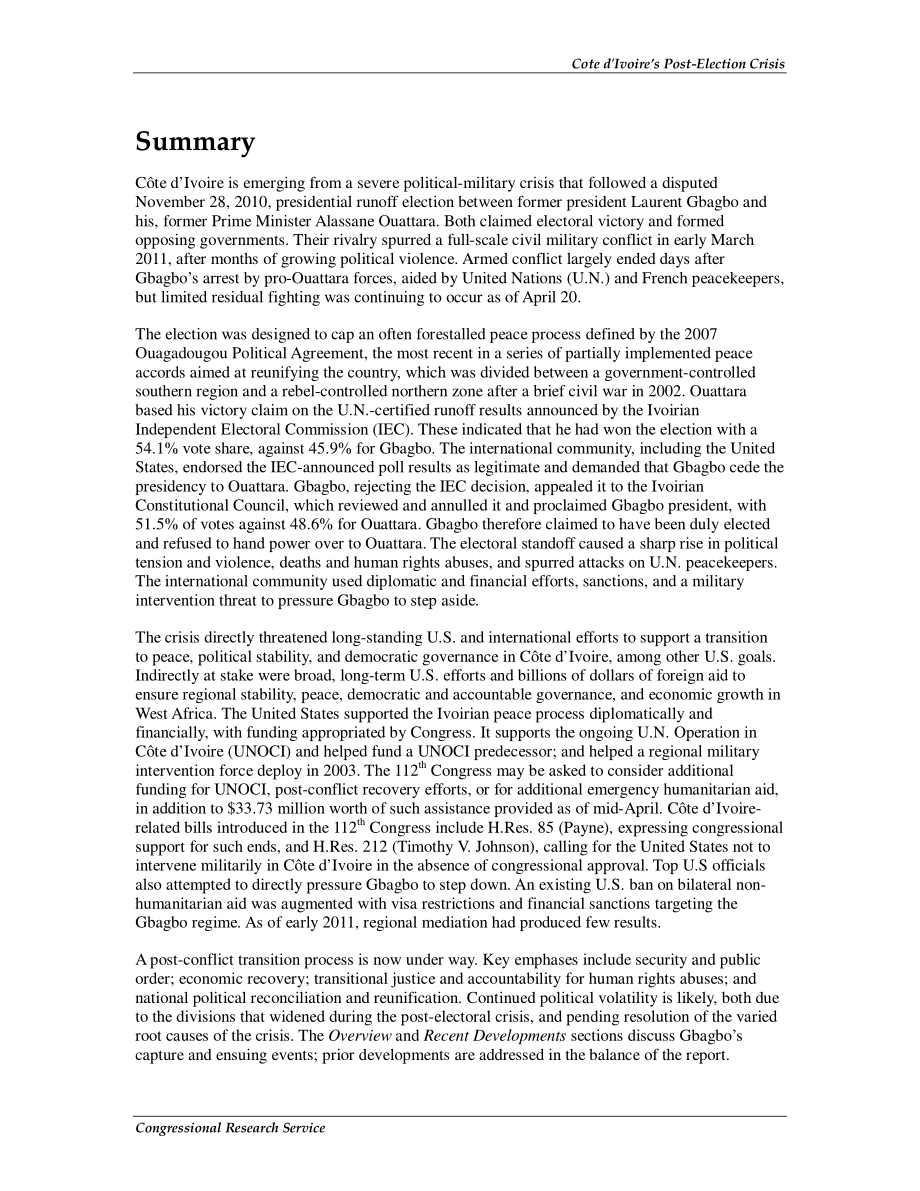 [20110503]RS21989_巴博之后的科特迪瓦：危机恢复.pdf_第2页
