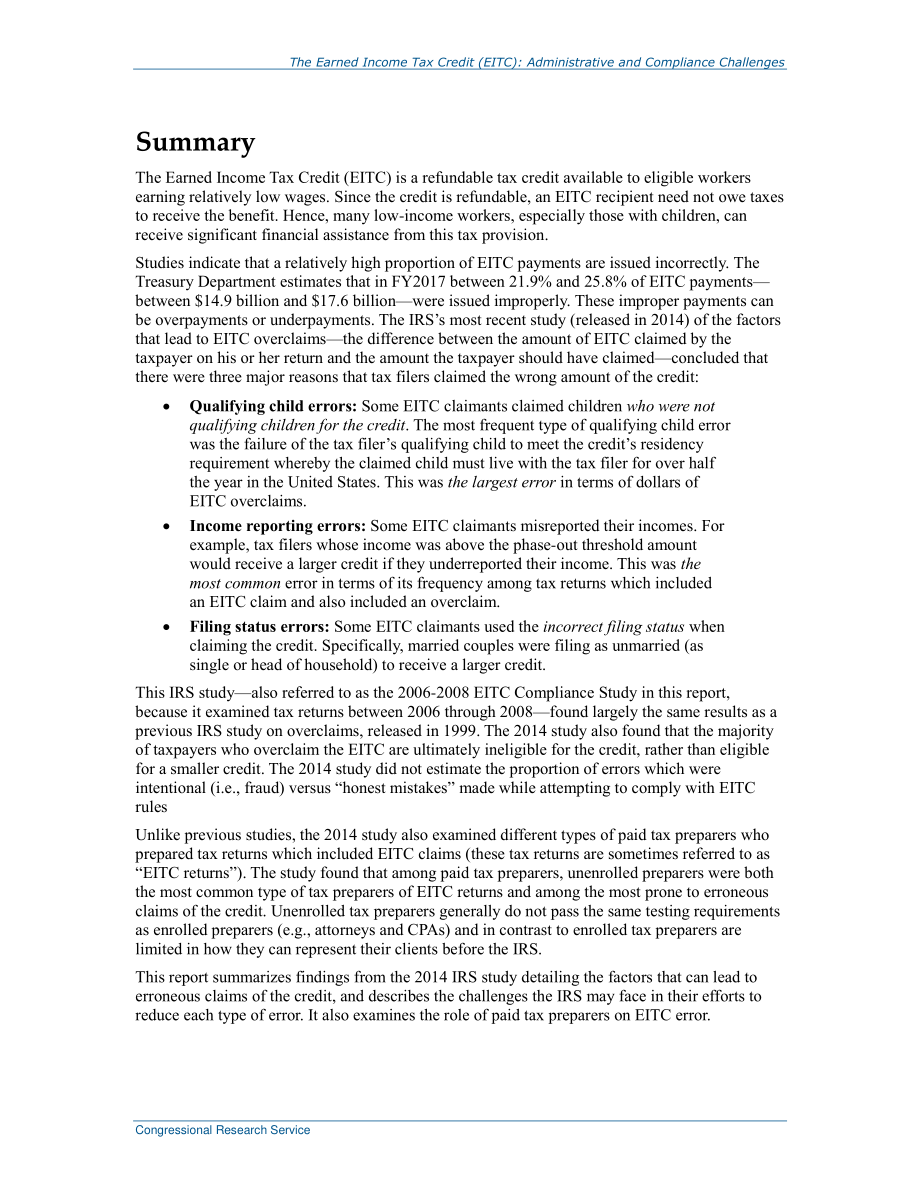[20180423]R43873_所得税抵免（EITC）：管理和法规遵从性挑战.pdf_第2页