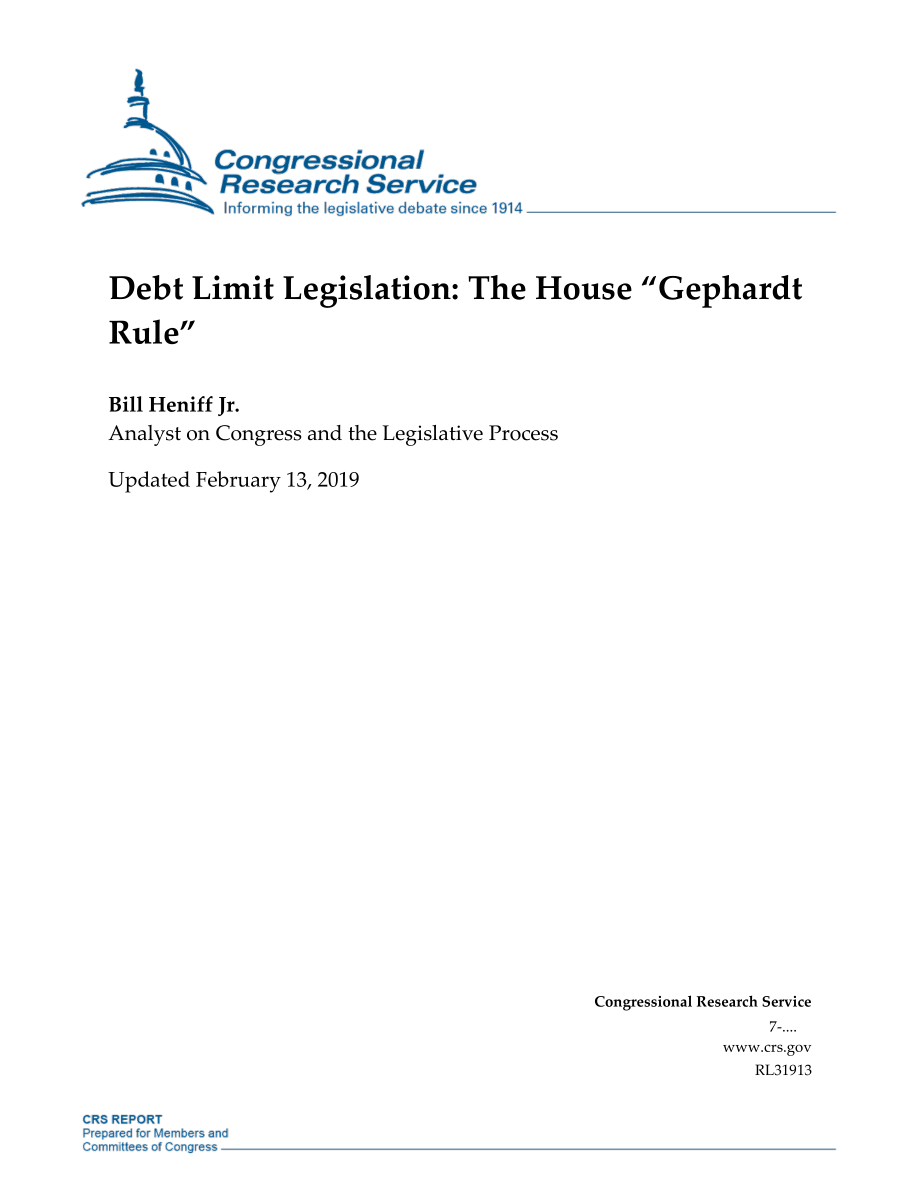 [20190213]RL31913_债务限额立法：众议院“Gephardt规则”.pdf_第1页