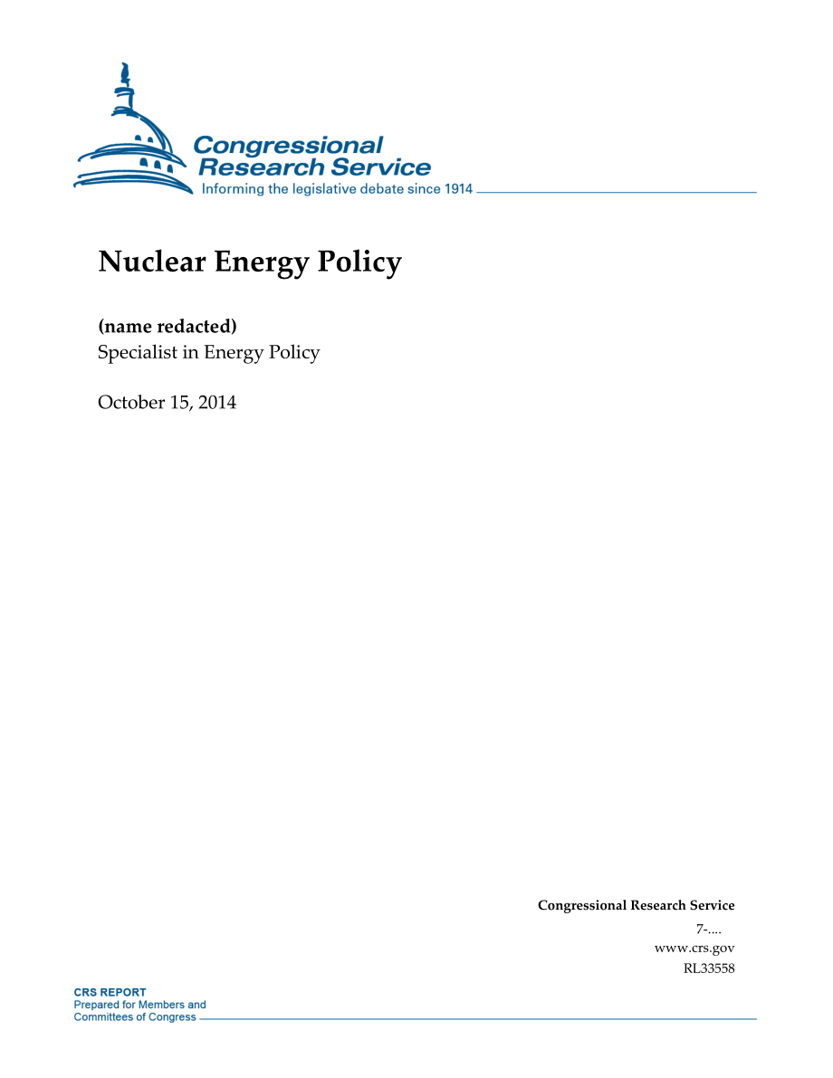 [20141015]RL33558_核能政策.pdf_第1页