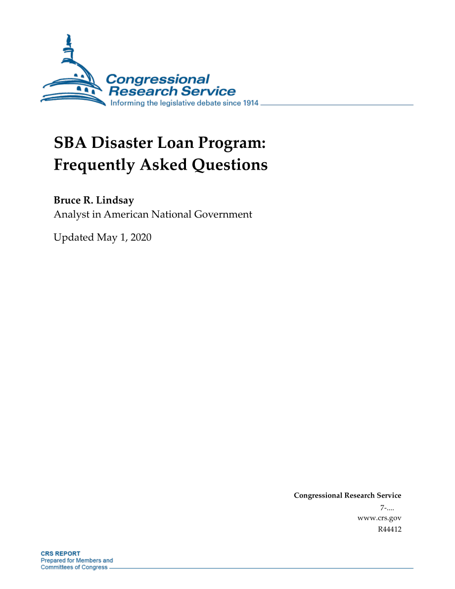 [20200501]R44412_SBA灾难贷款计划：常见问题解答.pdf_第1页