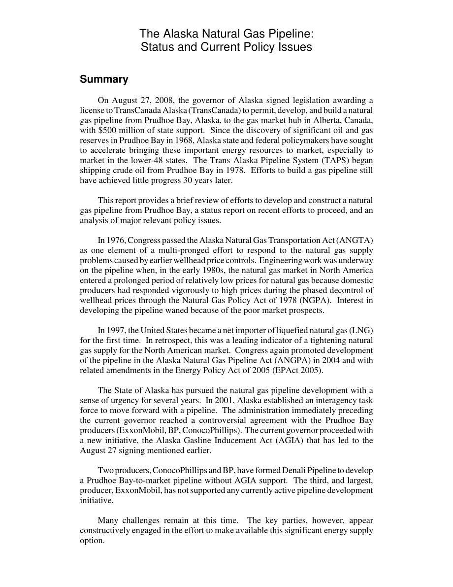 [20080912]RL34671_阿拉斯加天然气管道：现状和当前政策问题.pdf_第2页