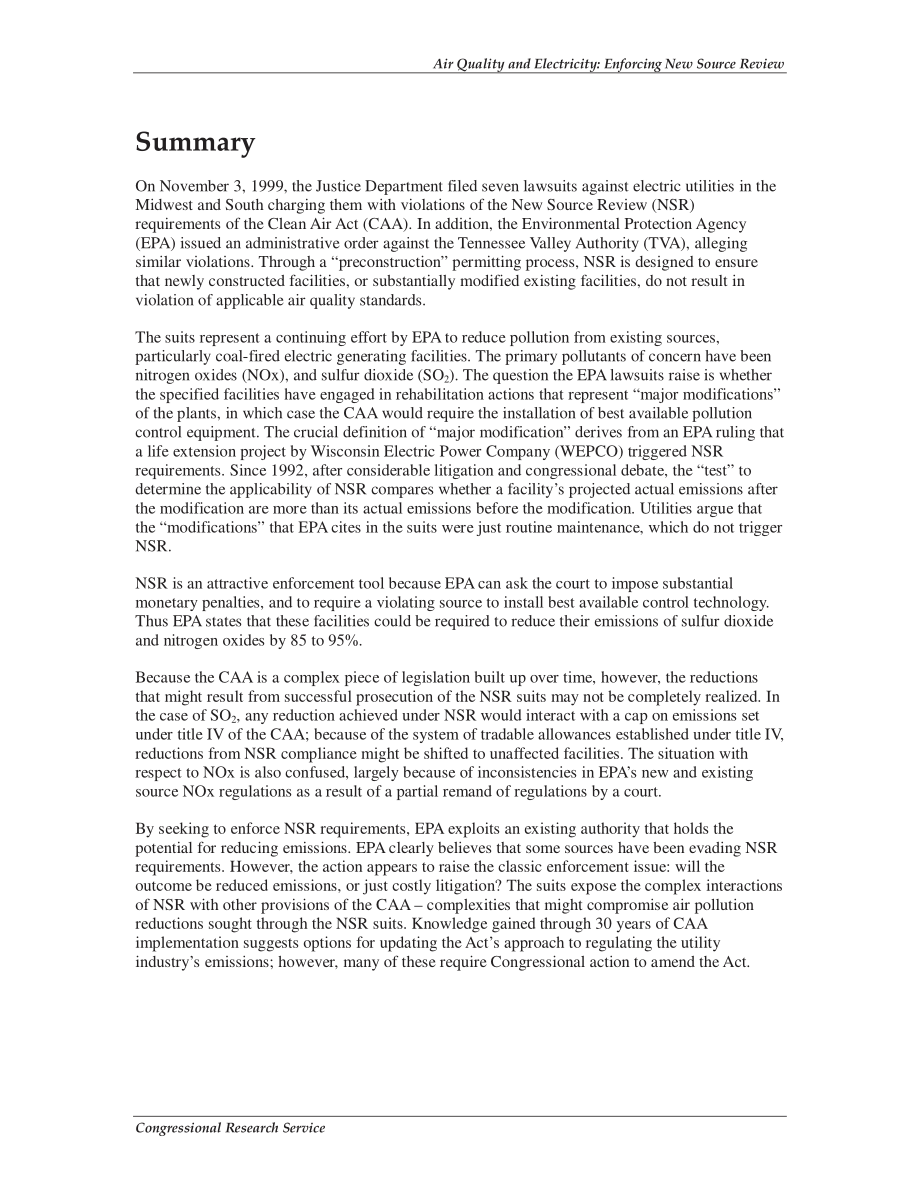 [20000131]RL30432_空气质量和电力：强制执行新源代码审阅.pdf_第2页