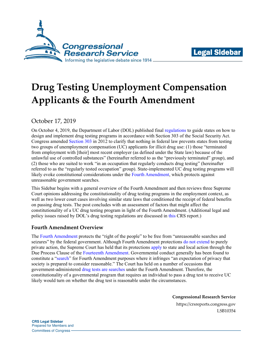 [20191017]LSB10354_药物检测失业补偿申请者&第四修正案.pdf_第1页