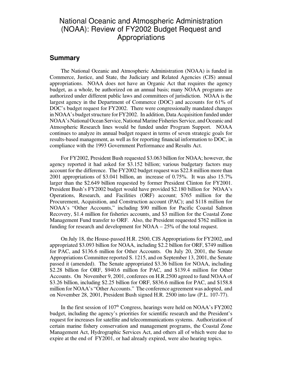 [20020104]RL31117_国家海洋和大气管理局（NOAA）：审查2002财政年度预算请求和拨款.pdf_第2页