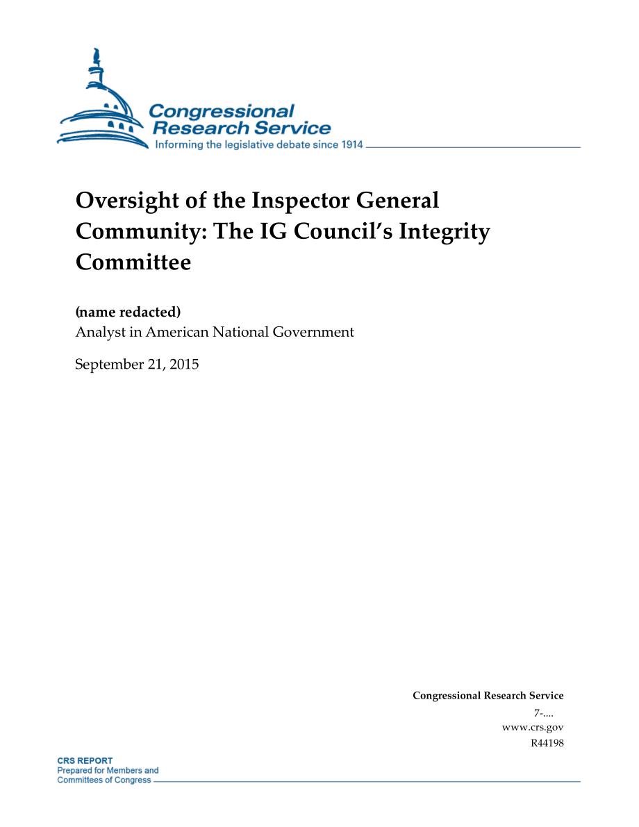 [20150921]R44198_监察长社区的监督：IG理事会廉正委员会.pdf_第1页