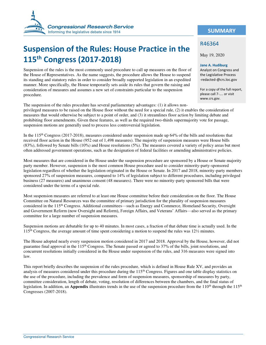 [20200519]R46364_暂停执行规则：第115届国会众议院实践（2017-2018）.pdf_第2页