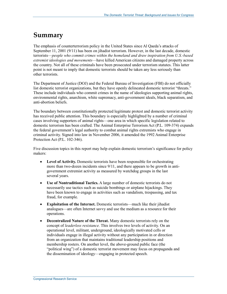 [20140219]R42536_国内恐怖主义威胁：国会背景和议题.pdf_第2页
