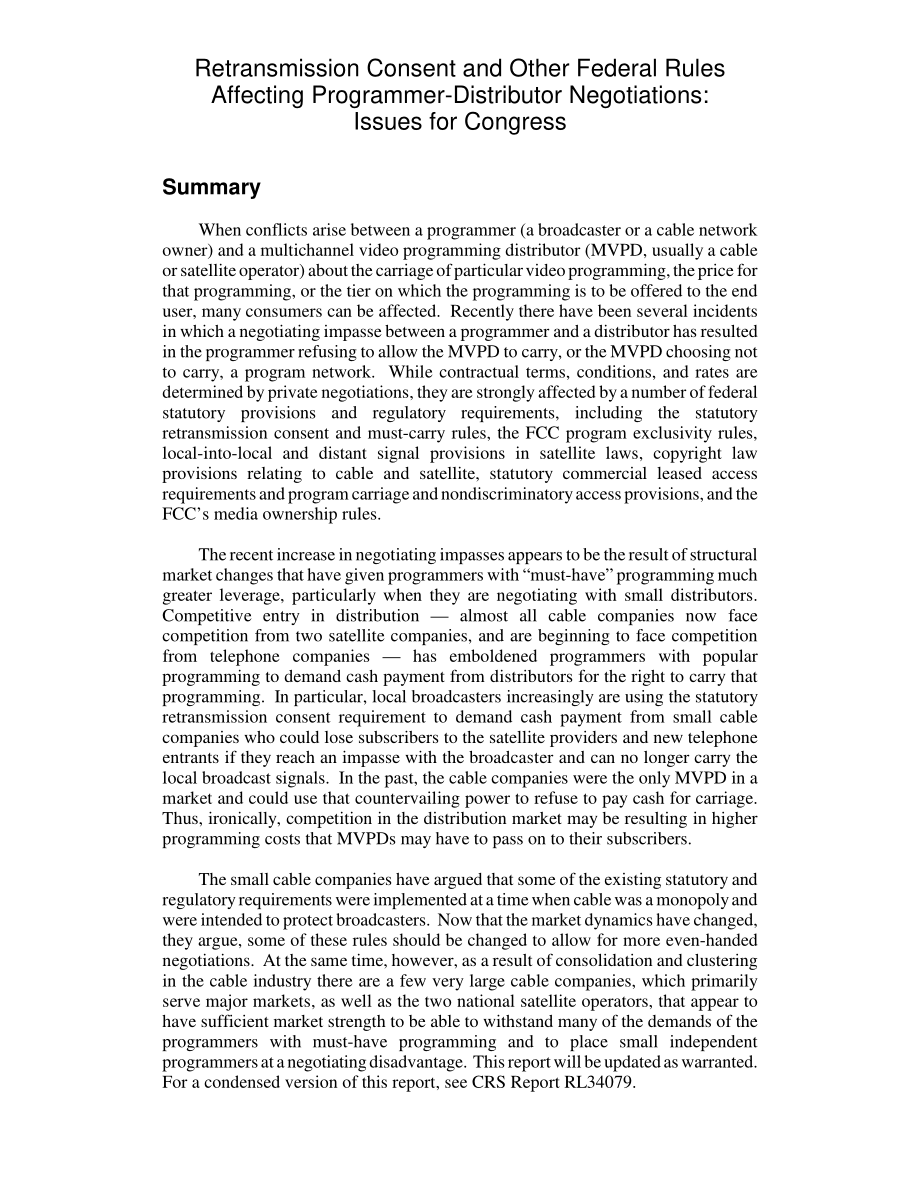[20070709]RL34078_重传同意书和其他影响编程器-分销商协商的联邦规则：国会议题.pdf_第2页