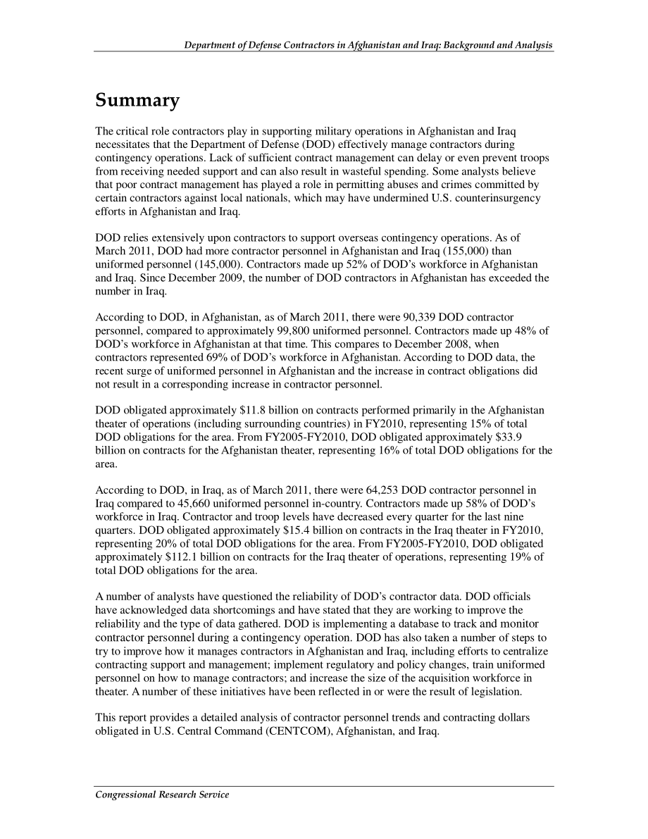 [20110513]R40764_阿富汗和伊拉克国防部承包商：背景和分析.pdf_第2页