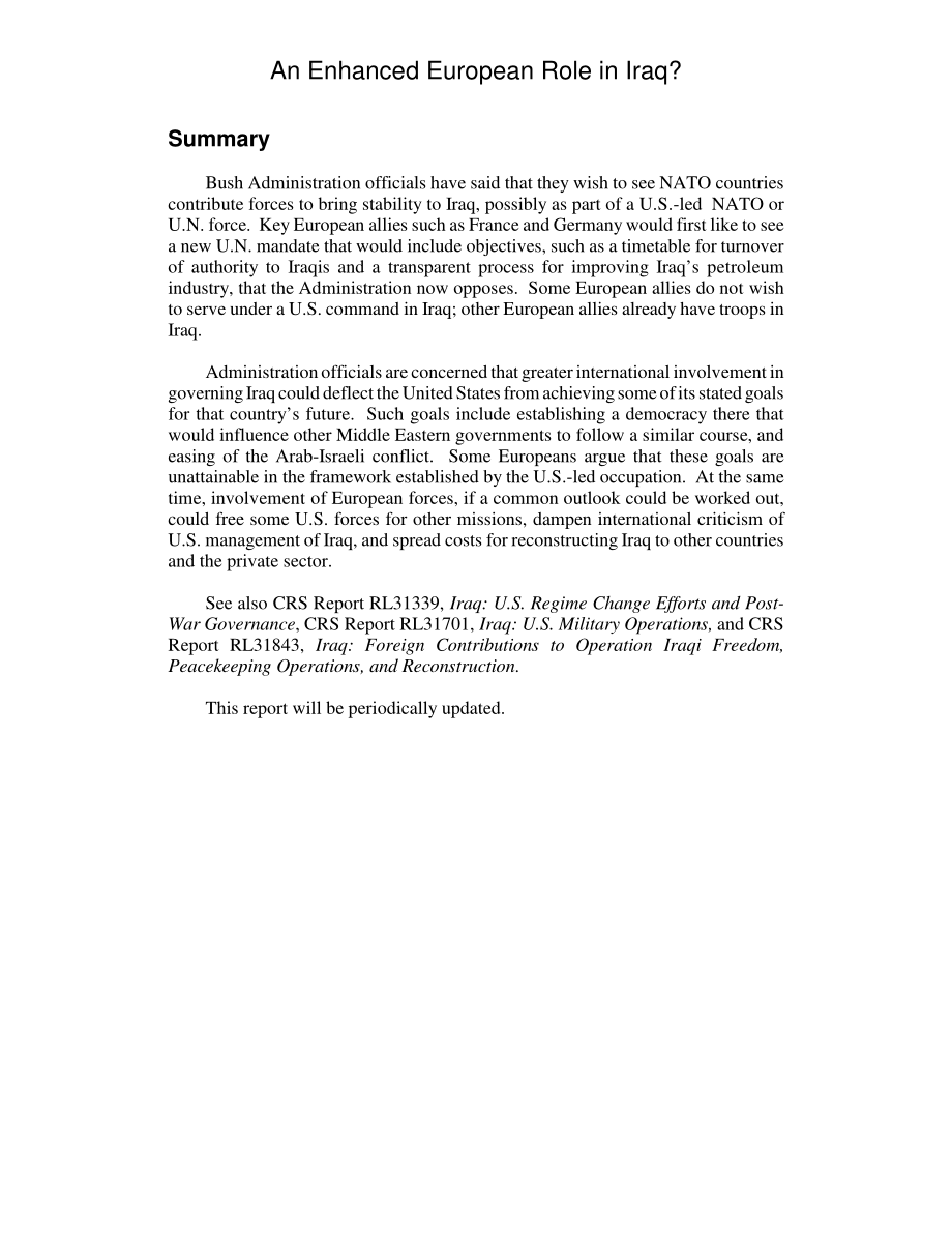 [20031009]RL32068_加强欧洲在伊拉克的作用？.pdf_第2页