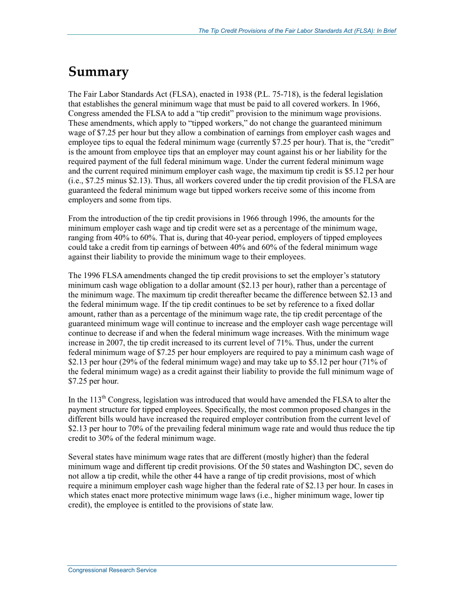 [20150319]R43445_《公平劳动标准法》（FLSA）的小费信贷规定：简言之.pdf_第2页