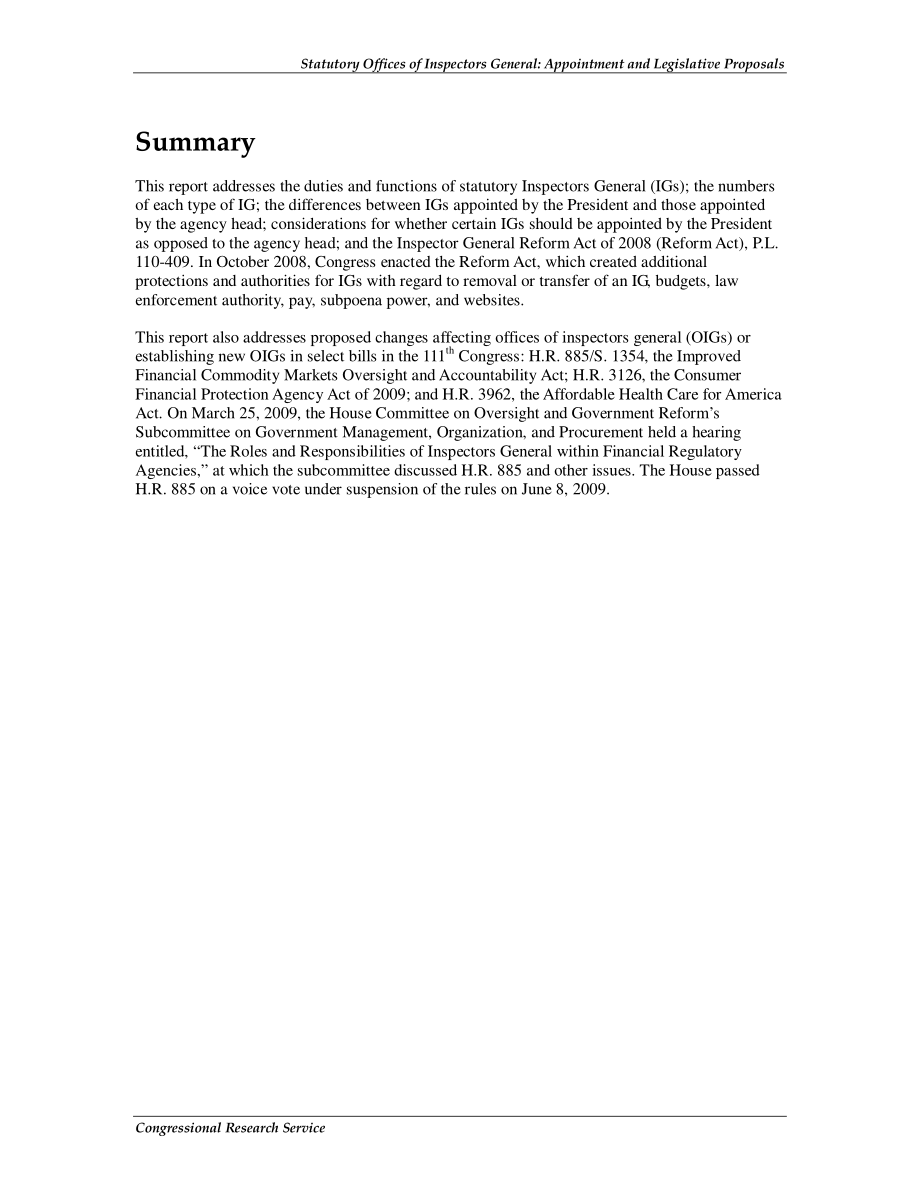 [20091106]R40675_总检查员法定办公室（IGs）：任命方法和立法提案.pdf_第2页