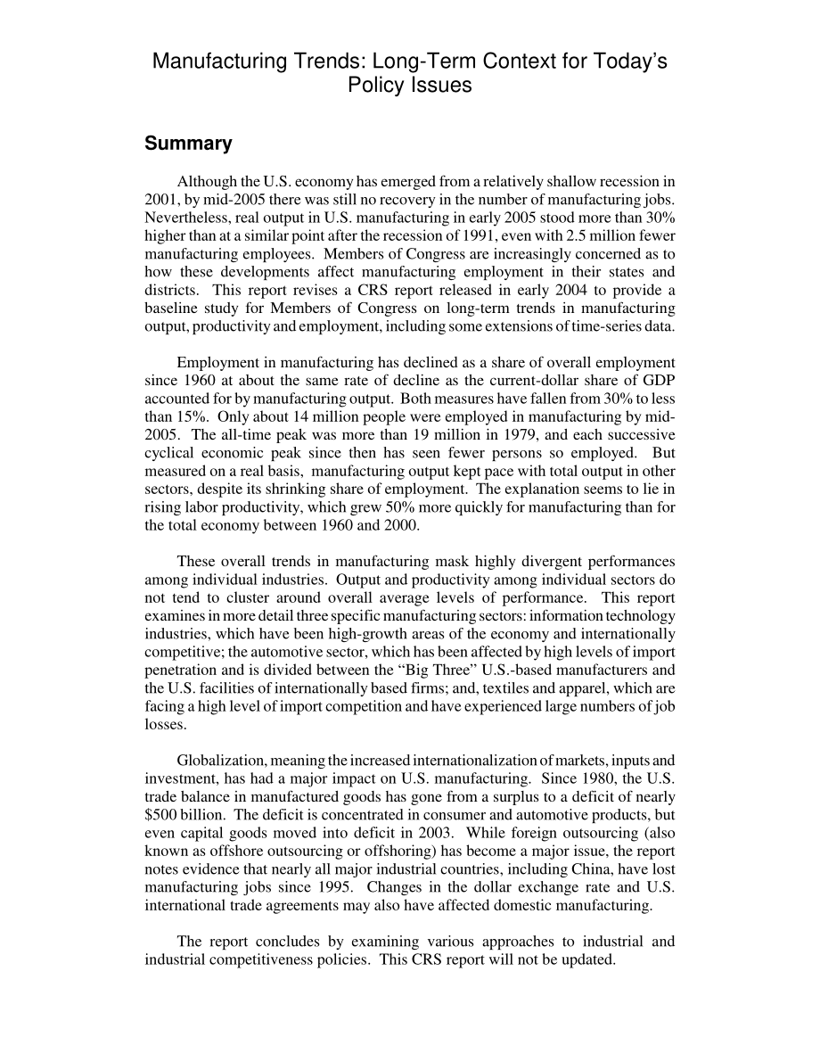 [20050909]RL32179_制造业趋势：当前政策问题的长期背景.pdf_第2页