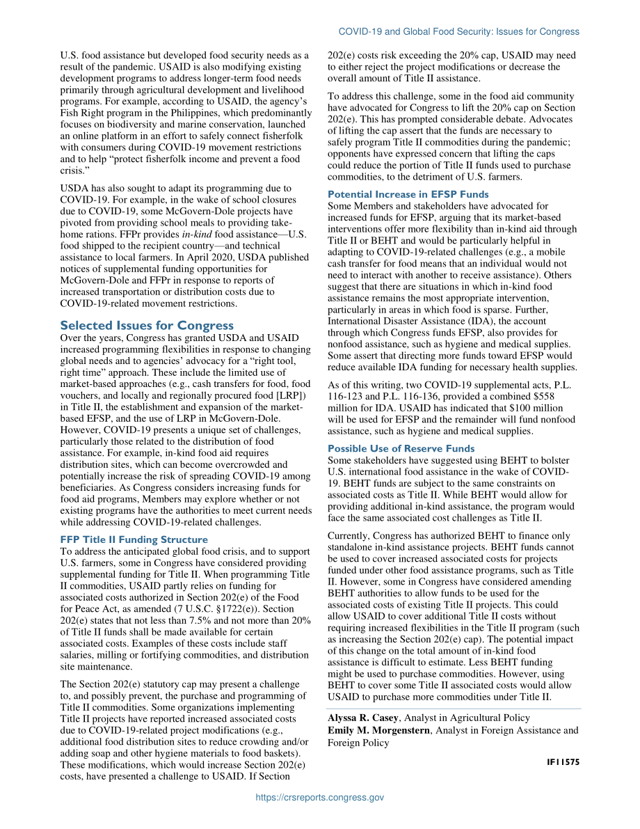 [20200615]IF11575_2019冠状病毒疾病与全球粮食安全：国会议题.pdf_第2页