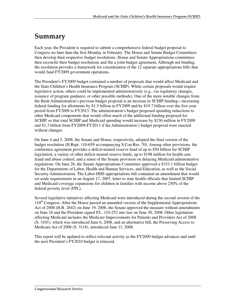 [20080701]RL34357_医疗补助和国家儿童健康保险计划（SCHIP）：2009财年预算问题.pdf_第2页