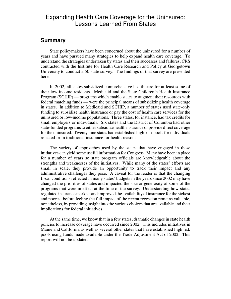[20040517]RL32385_扩大未参保人群的医疗保障范围：从各国吸取的经验教训.pdf_第2页