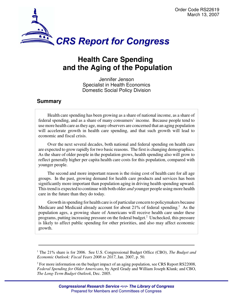 [20070313]RS22619_医疗支出与人口老龄化.pdf_第1页
