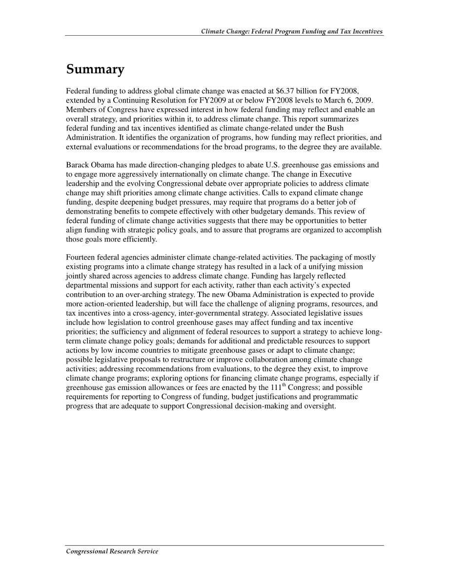 [20081222]RL33817_气候变化：联邦计划资金和税收优惠.pdf_第2页