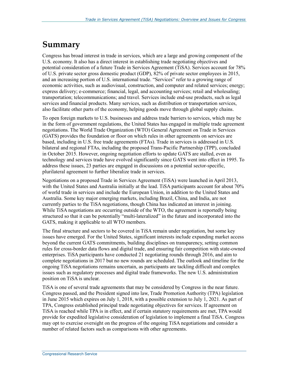 [20170103]R44354_服务贸易协定（TiSA）谈判：国会概况和议题.pdf_第2页
