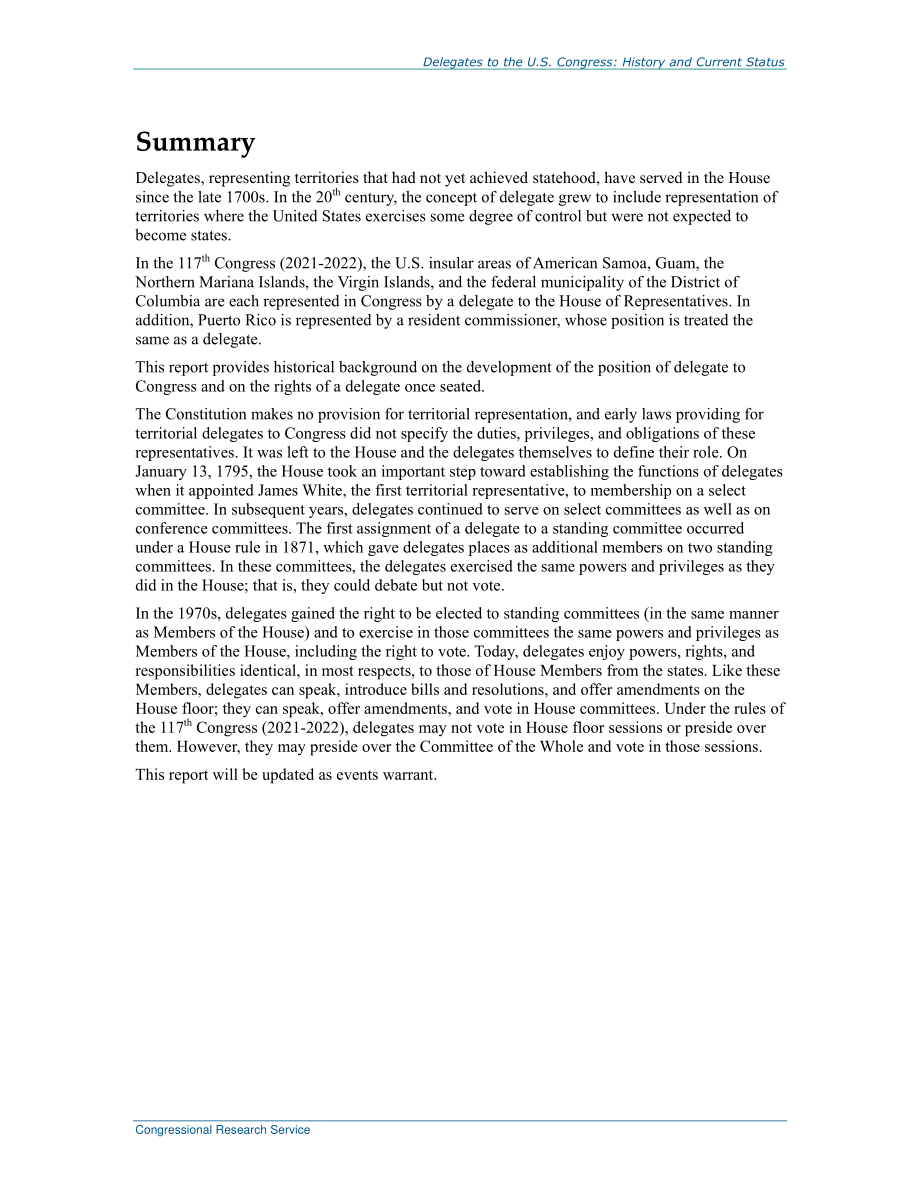 [20220321]R40555_美国国会代表：历史和当前状态.pdf_第2页