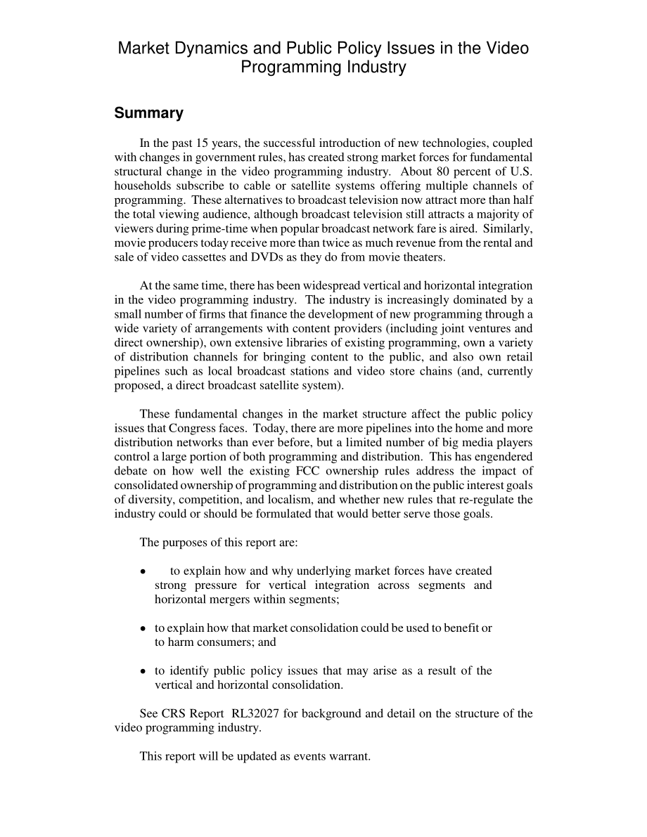 [20030728]RL32026_视频节目行业的市场动态和公共政策问题.pdf_第2页