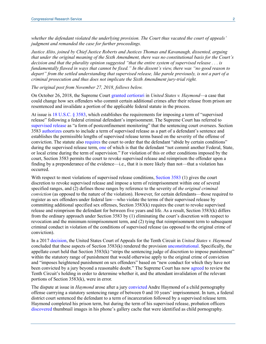[20190627]LSB10221_哪种惩罚适合哪种罪行最高法院将考虑监管释放法规的一部分是否违宪.pdf_第2页