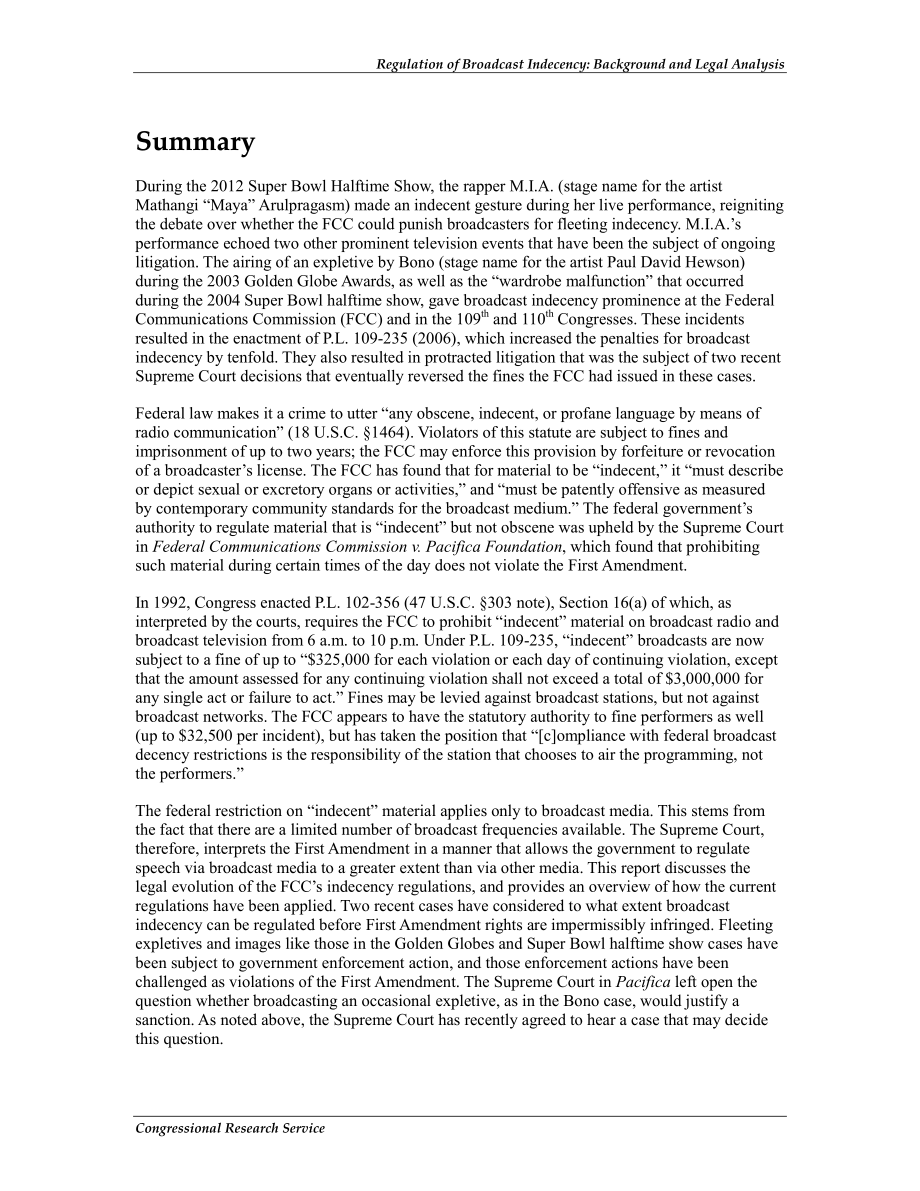 [20130416]RL32222_广播猥亵行为监管：背景和法律分析.pdf_第2页