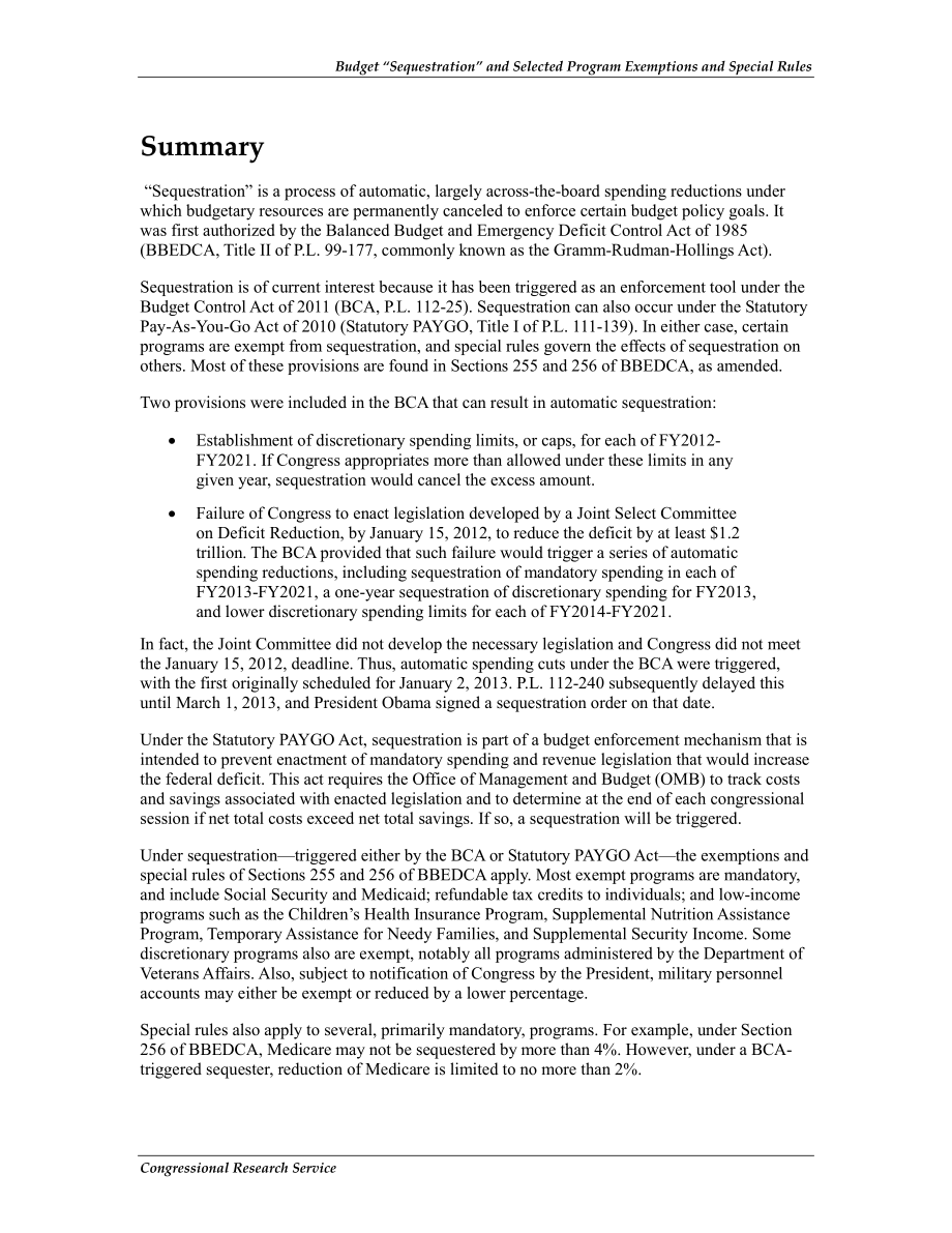 [20130613]R42050_预算“扣押”和选定的计划豁免和特殊规则.pdf_第2页