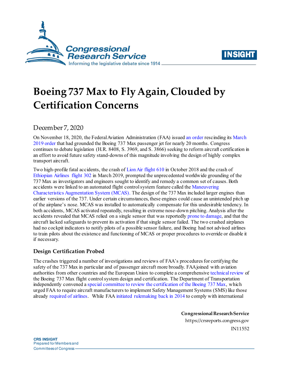 [20201207]IN11552_波音737 Max再次飞行认证问题笼罩.pdf_第1页