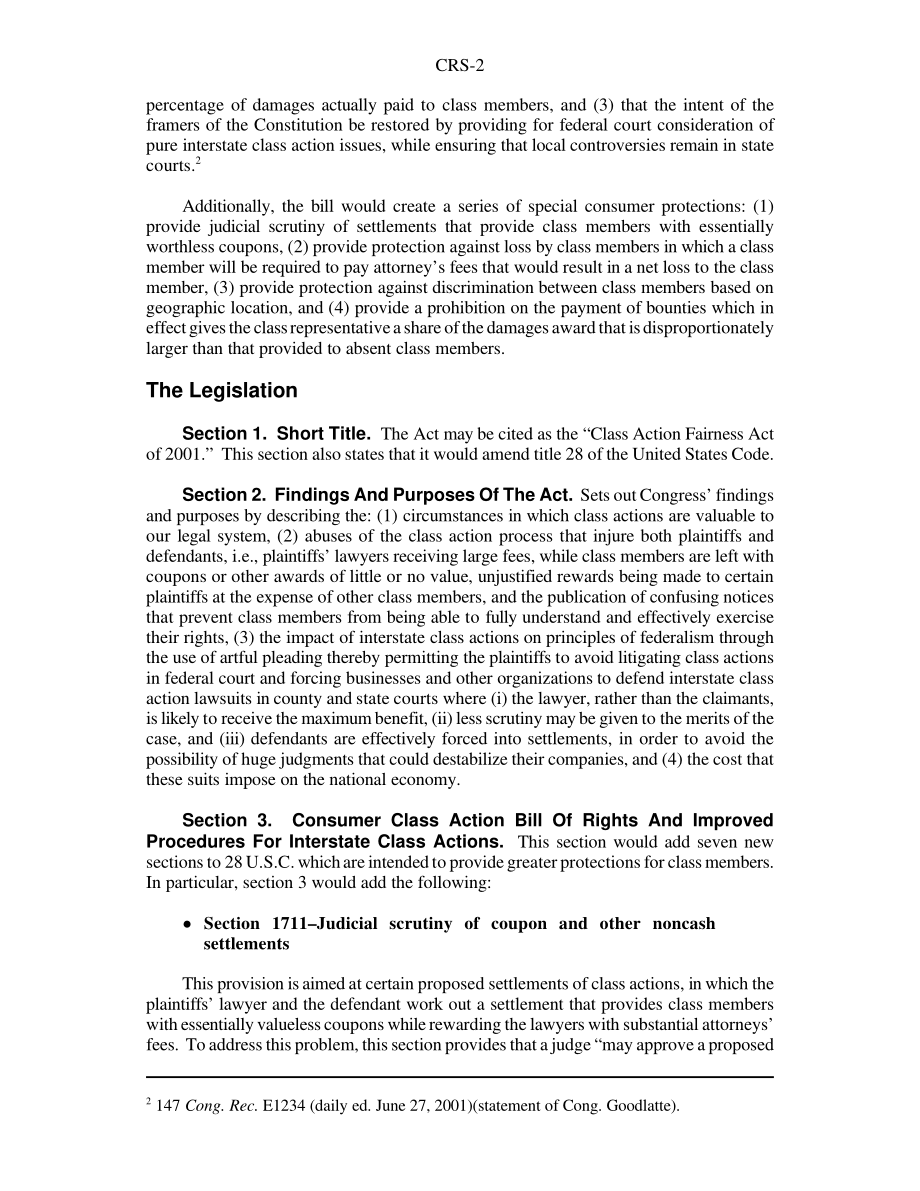[20020312]RS20987_第107届国会集体行动和拟议改革：2002年《集体诉讼公平法》.pdf_第2页