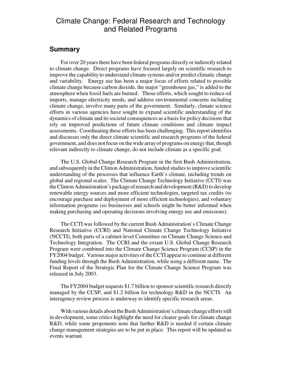 [20031113]RL32147_气候变化：联邦研究与技术及相关项目.pdf_第2页
