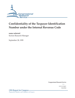 [19990928]RL30323_Confidentiality of the Taxpayer Identification Number under the Internal Revenue Code.pdf
