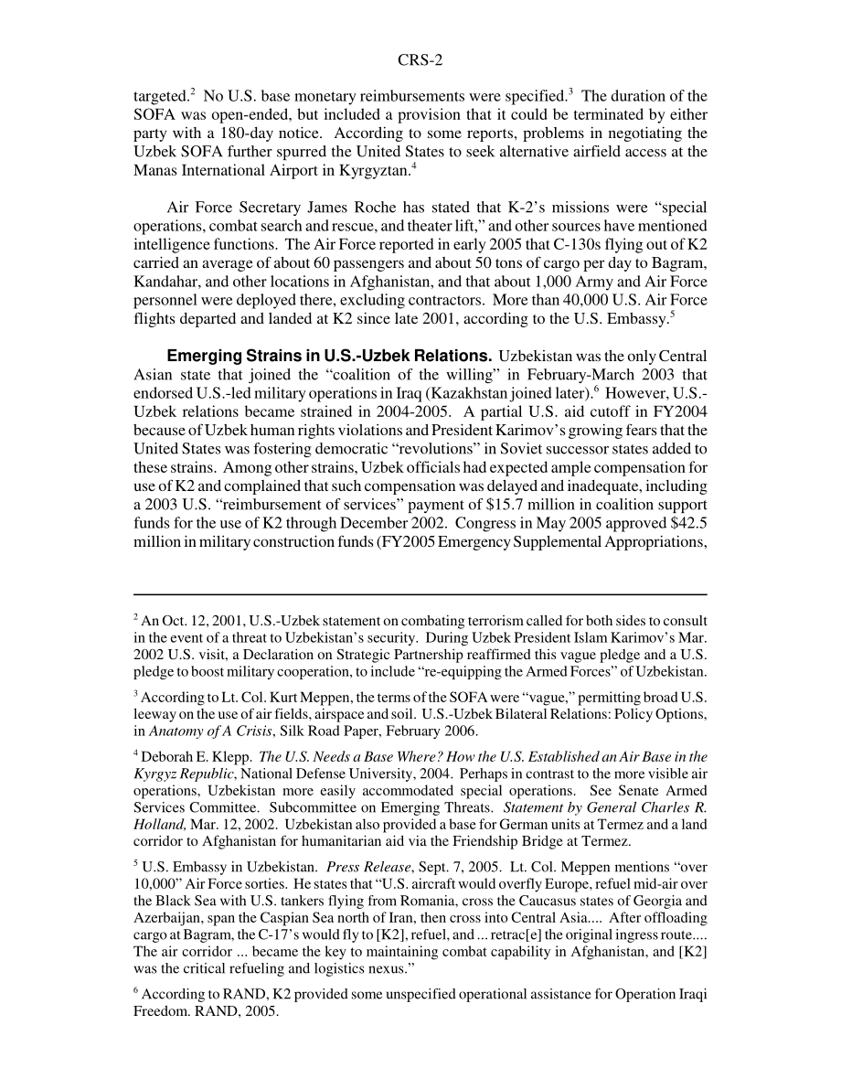 [20060329]RS22295_乌兹别克斯坦关闭卡什哈纳巴德空军基地：背景和影响.pdf_第2页