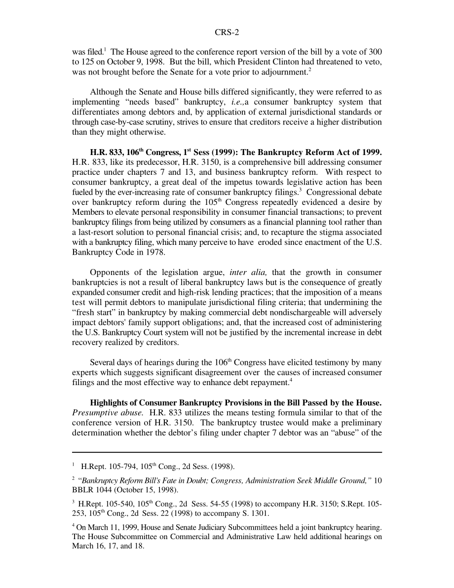 [19990809]RS20128_1999年《破产改革法》中的消费者条款：H、 R833和S.625.pdf_第2页