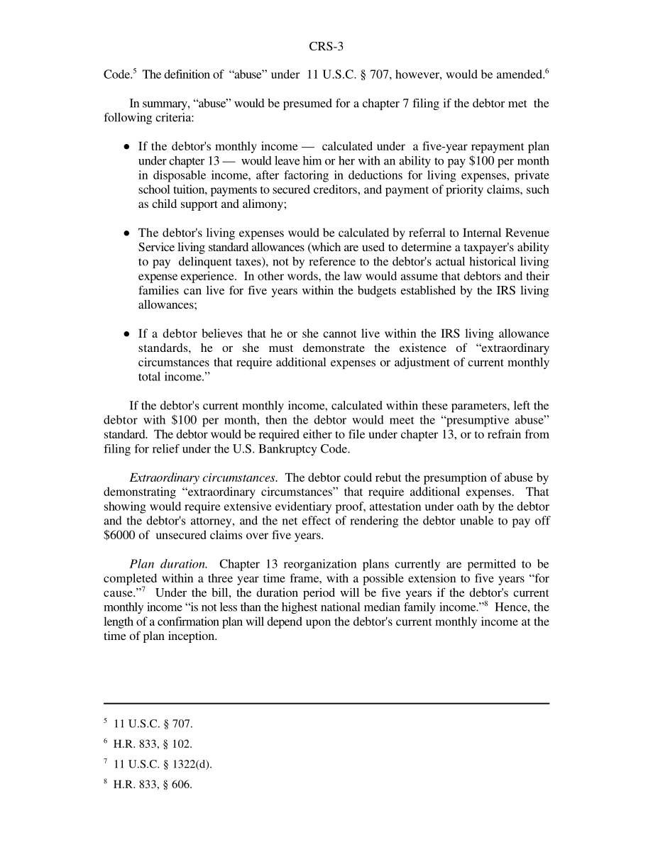 [19990809]RS20128_1999年《破产改革法》中的消费者条款：H、 R833和S.625.pdf_第3页