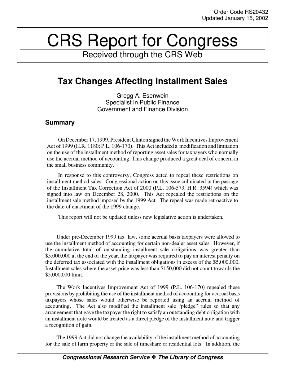 [20020115]RS20432_影响分期付款销售的税务变更.pdf_第1页