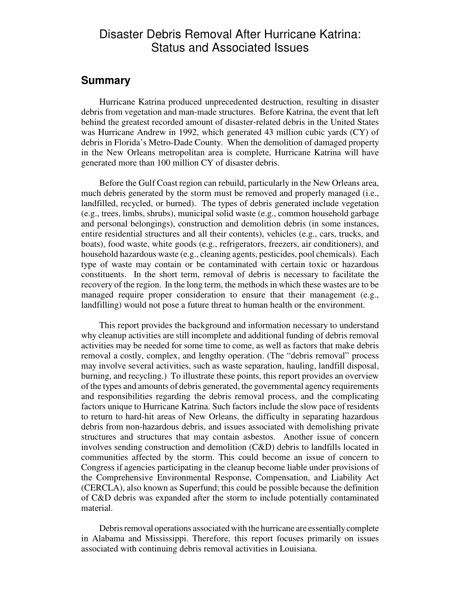 [20080402]RL33477_卡特里娜飓风后的灾难碎片清理：状态和相关问题.pdf_第2页