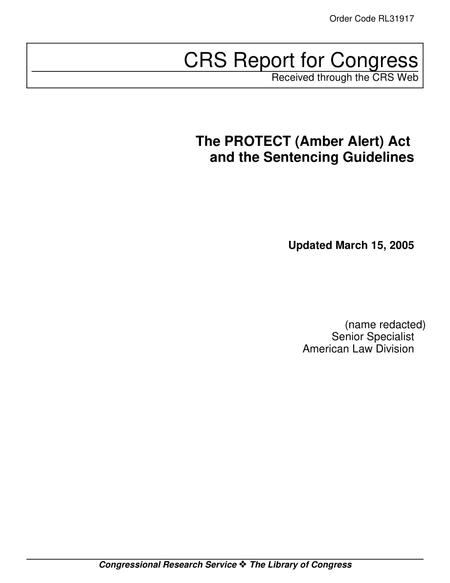[20050315]RL31917_《保护（琥珀色警报）法》和判刑指南.pdf_第1页