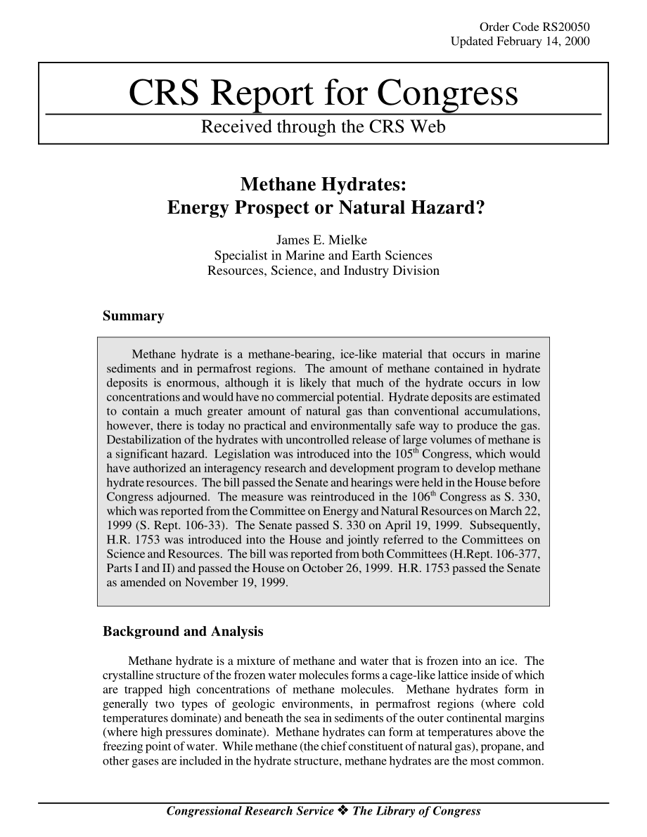 [20000214]RS20050_甲烷水合物：能源前景还是自然灾害？.pdf_第1页