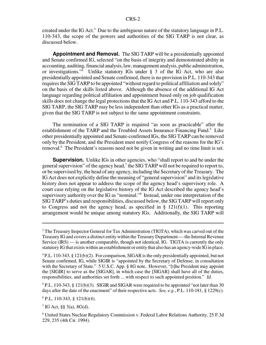 [20081105]RS22981_问题资产救助计划（SIG TARP）特别监察长.pdf_第2页