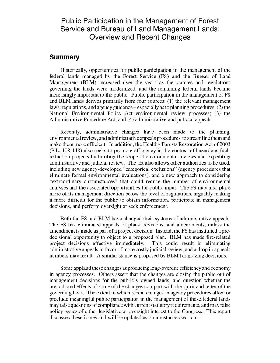 [20040617]RL32436_公众参与林业局和土地管理局土地管理：概述和最近的更改.pdf_第2页