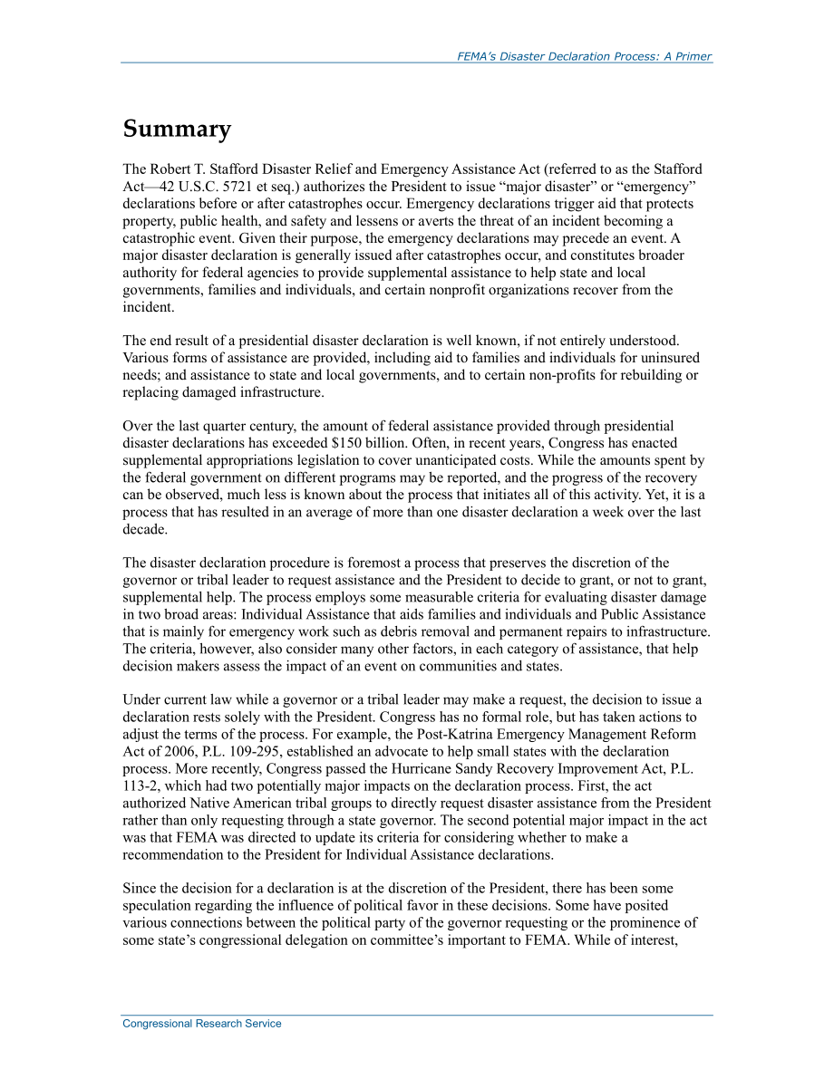 [20141112]R43784_联邦应急管理局的灾难申报流程：基础.pdf_第2页