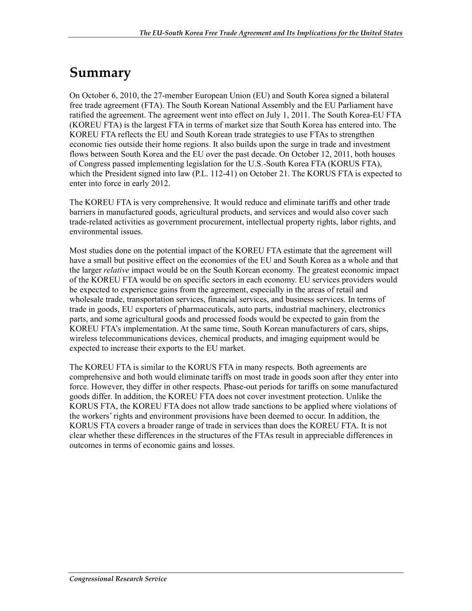 [20111201]R41534_欧盟-韩国自由贸易协定及其对美国的影响.pdf_第2页