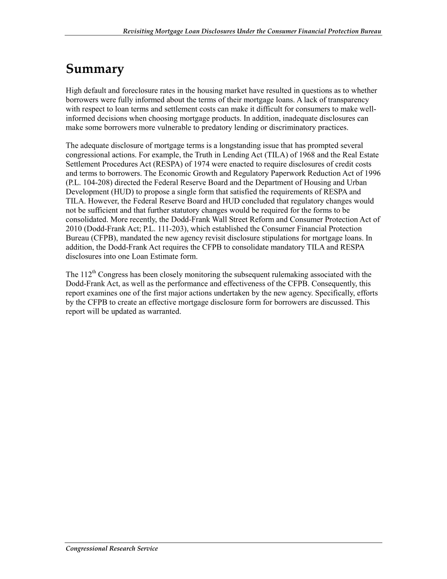 [20120606]R41980_重新审查消费者金融保护局的抵押贷款披露.pdf_第2页