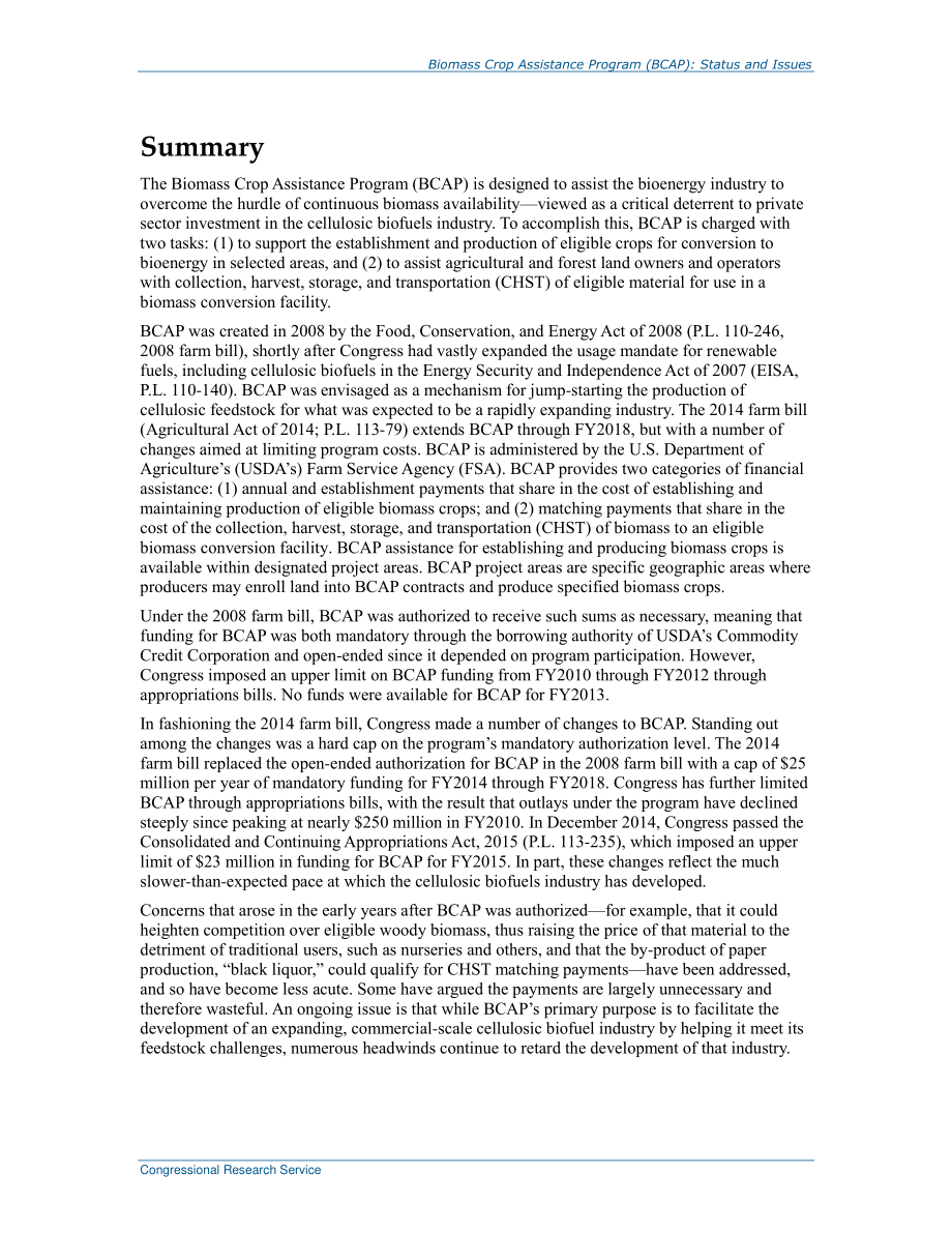 [20150112]R41296_生物质作物援助计划（BCAP）：现状和问题.pdf_第2页